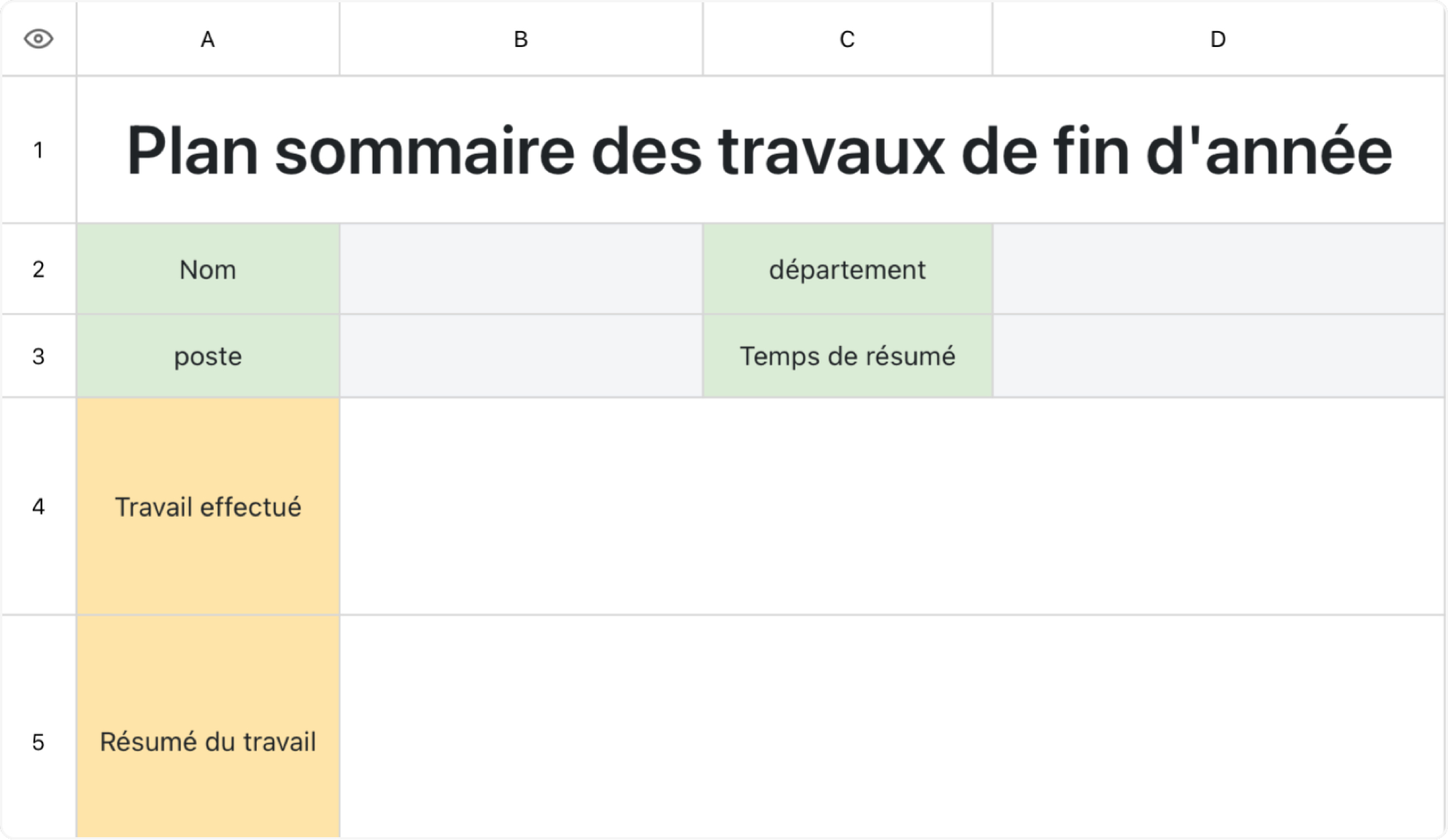 Plan sommaire des travaux de fin d'année